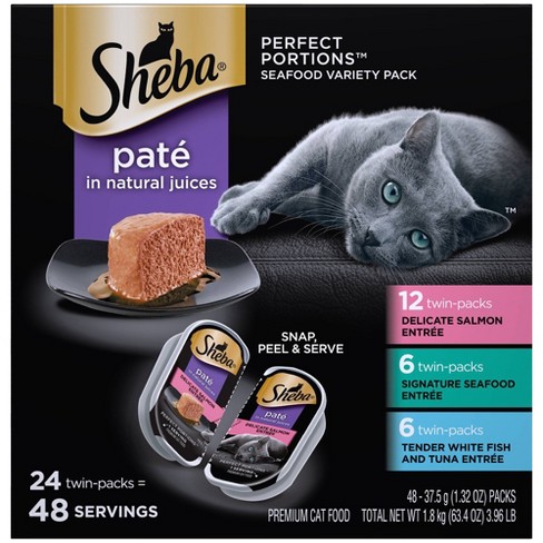 Sheba Perfect Portions Paté In Natural Juices Seafood Premium Wet Cat Food - 2.6oz/24ct Variety Pack - image 1 of 4