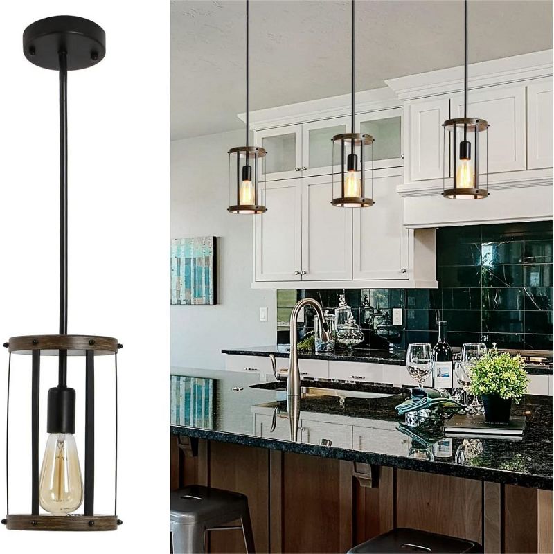 Metal Cage Pendant Lamps Vintage Rustic Pendant Light With Adjustable Length Farmhouse Caged Hanging Lamp E26 Base Bulb Not Included-The Pop Home, 3 of 8