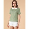 INSPIRE CHIC Women's Doll Collar Ruffled Short Sleeve Polka Dots Blouse - 2 of 4