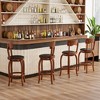 Tangkula 29" Swivel Bar Stools Set of 4 w/ Rubber Wood Frame Upholstered Seat Footrest - 2 of 4