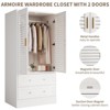 65 Inch Tall Wardrobe Closet, Farmhouse Armoire Wardrobe Closet with Shutter Doors & Drawers, Wooden Clothes Organizer Cabinet for Bedroom Apartment - 2 of 4
