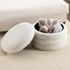 GlasFlength Ottomans and Benches Velvet Storage Ottoman with Wooden Shelving Simple Fashion Design for Living Room and Bedroom, White, 23"*23"*17" - 2 of 4