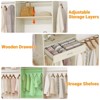 Besiost 8 FT Closet Organizer with Extendable Hanging Rod, Wood Closet System with Drawer - 3 of 4
