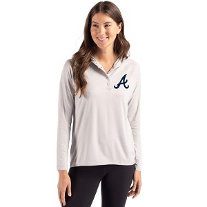 Atlanta Braves Cutter & Buck Coastline Epic Comfort Recycled Womens Hooded Shirt - 1 of 1