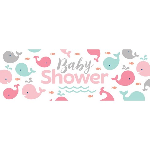 Pink Baby Whale Giant Baby Shower Banner Target