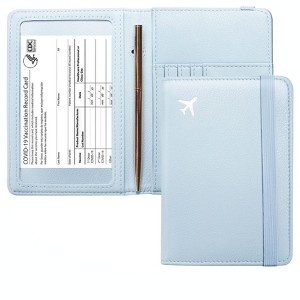 Generic Blue Passport Holder Women Passort Travel Wallet Vaccine Card Organizer Passport Case - 1 of 4