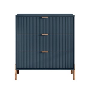 Festivo 3 Drawer Nightstand Navy: Scandinavian Modern Style, MDF Construction, Storage Solution with Anti-Tip Hardware - 1 of 4