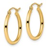 Black Bow Jewelry 2mm Round Hoop Earrings in 10k Yellow Gold, 20mm (3/4 Inch) - 2 of 4