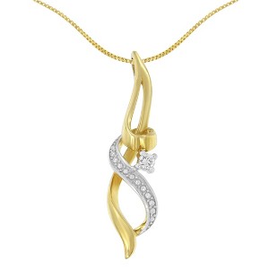 Haus of Brilliance Espira 10K Yellow Gold 1/20 cttw Diamond Accent Swirl Pendant Necklace - 1 of 4