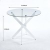 Cross Metal Leg Tempered Glass Dining Table - Modern and Space-Saving - 2 of 4