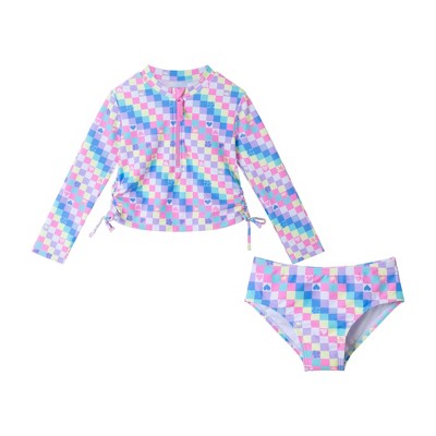 Andy & Evan  Toddler  Checkered Icon Print Long Sleeve Rash Guard Set