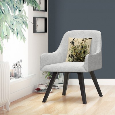 Mocking Birds and Snake II 16" Beige Polyester Decorative Throw Pillow