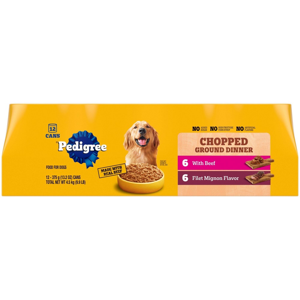 Photos - Dog Food Pedigree Chopped Ground Dinner Steak, Beef and Red Meat Flavor Variety Pack Wet  - 9.9lbs/12ct 