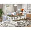 HomeStock 6-Piece Rectangle Wire Brushed Linen White Finish Solid Wood Top Dining Table with 1-Bench, 4-Chairs - 2 of 4