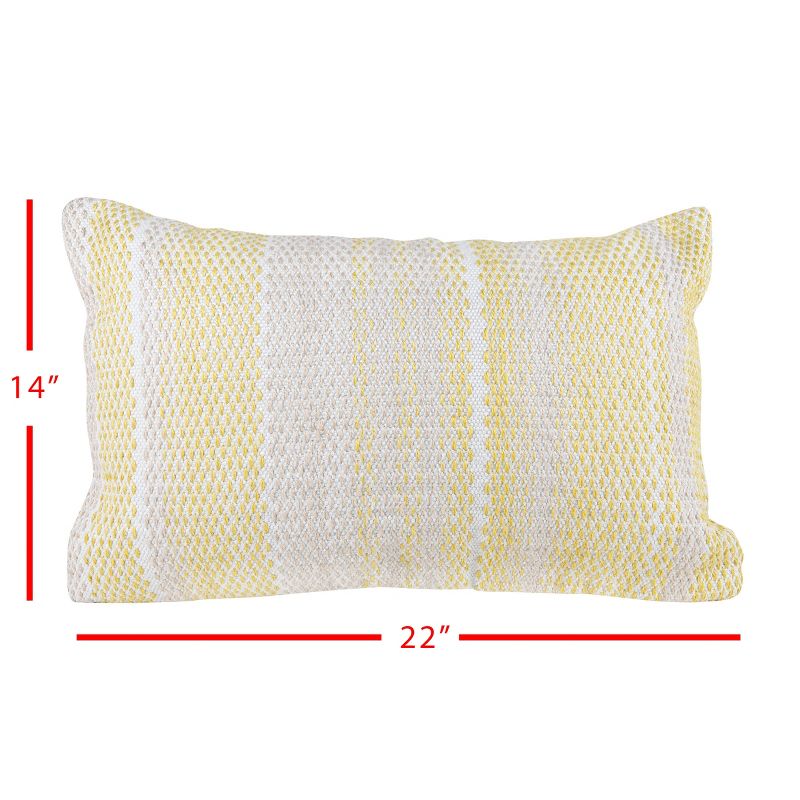 Yellow & Gray 14X22 Hand Woven Filled Outdoor Pillow - Foreside Home & Garden, 5 of 6