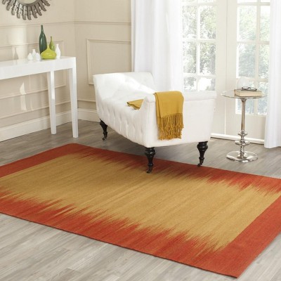 Handmade Red and Beige Wool Flat Woven 4' x 6' Area Rug