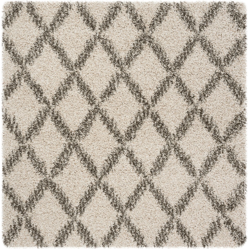 5'x5' Square Casandra Geometric Loomed Rug Ivory/Gray Square - Safavieh