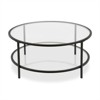 Two Shelf Round Metal Base Coffee Table in Black with Glass Top - Henn&Hart - 3 of 4