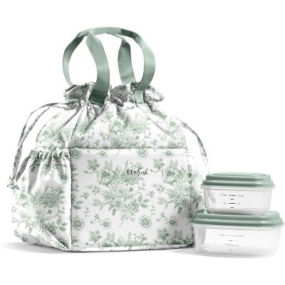 Drawstring Lunch Bag for Women, Complete Lunch Set with 2 Containers, Stain-Resistant, Leak-Resistant, Back to School Essential, Teacher Lunchbox