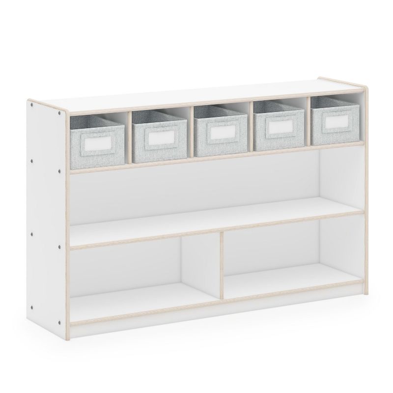 Guidecraft EdQ Shelves and 5 Bin Storage Unit 30": Wooden Classroom Bookshelf with Cubbies for Kids' Books, Toys and School Supplies, 2 of 5