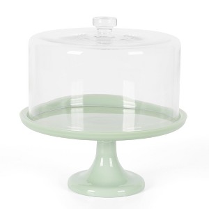 Martha Stewart Highbrook 10 Inch Jadeite Cake Stand With Glass Dome - 1 of 4