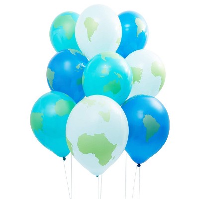 50 Packs Planet Earth World 3 Design Balloons 7" for Birthday Parties and Earth Day