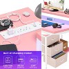 43 Inch Computer Desk, L Shaped Desk with Power Outlets and Led Lights, 3-Drawer Gaming Desk with Storage Shelves and Monitor Stand - 4 of 4