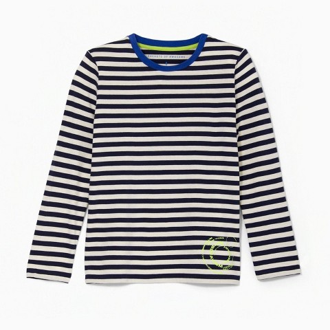 Rockets of Awesome Stripe Textured Stamp Tee for Boys