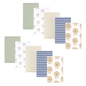 Hudson Baby Infant Boys Cotton Flannel Burp Cloths 10pk, Modern Lion, One Size - 1 of 4