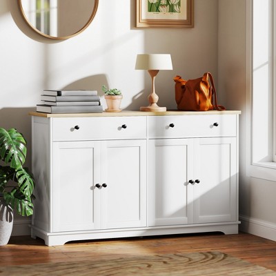 White Shaker 55'' Freestanding Sideboard Buffet Cabinet