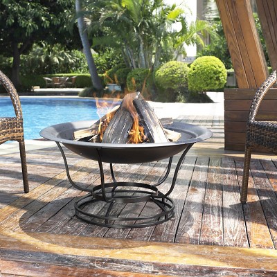 Buckner Black Steel Free-Standing Outdoor Fire Pit