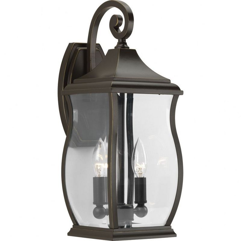 Progress Lighting Township 2-Light Outdoor Wall Lantern in Oil Rubbed Bronze with Clear Beveled Glass Shade, 1 of 2