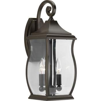 Progress Lighting Township 2-Light Outdoor Wall Lantern in Oil Rubbed Bronze with Clear Beveled Glass Shade