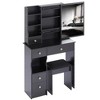 Small Size Left Drawer Desktop Vanity Table + Cushioned Stool, Extra Large Sliding Mirror, Multi Layer, High Capacity Storage Fashionable Dresser - 3 of 4