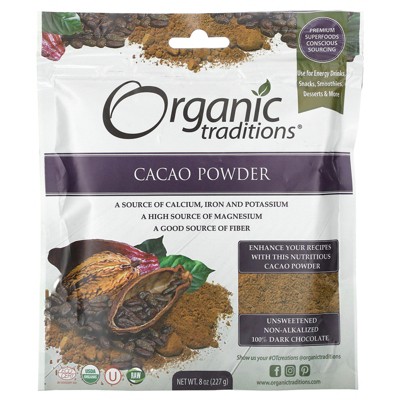 Organic Traditions Cacao Powder, 8 Oz (227 G) : Target