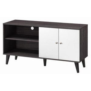 Syemin TV Stands and Consoles Fashion TV Stand for TVs up to 47.3" with 2 Storage Shelves 1 Cabinet for TV in Living Room, Gray, 47.3"*15.2"*25.6" - 1 of 4