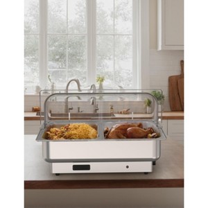 Rectangular Chafing Dish Electric Buffet Set,9QT Stainless Steel Food Servers and Warmers with Temperature Control for Catering, Wedding and Parties - 1 of 4