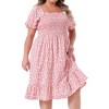 Agnes Orinda Women's Plus Size Smock Ruffle Short Sleeve Floral Flared Flowy Dresses - 2 of 4