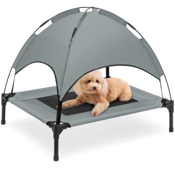 Best Choice Products 30in Elevated Cooling Dog Bed, Outdoor Raised Mesh Pet Cot w/ Removable Canopy, Carrying Bag