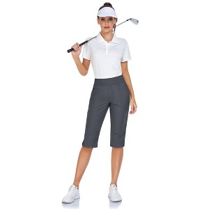 Pull On Capris for Women Elastic Waist Dressy Casual Hiking Golf Capri Pants with Pockets - 1 of 4