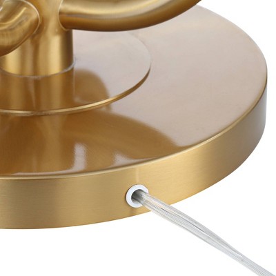 Warm Gold Metal Mid-Century Modern Floor Lamp with Glass Globe Shades