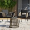 Barton 3PCS Outdoor Patio Conversation Set Chat Bistro Set (2) Chairs Armrest and Glass Table, Grey - 2 of 4