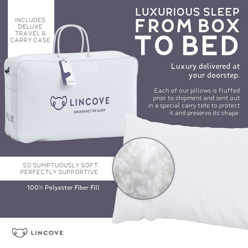 Lincove Rayon From Bamboo Pillow - Hotel Quality, Temperature Regulating, Soft for Stomach Sleepers, Hypoallergenic - 2 Pack, 5 of 8