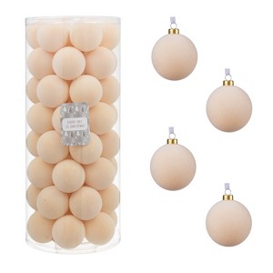 Every Day is Christmas Velvet 50ct 57cm/2.24" Christmas Ornaments, Shatterproof Christmas Tree Ornament Set, Flocking Ball Decorations - 1 of 4
