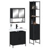 vidaXL 3-Piece Bathroom Furniture Set - Black Engineered Wood with Storage Cabinets and Wall Mirror - 2 of 4