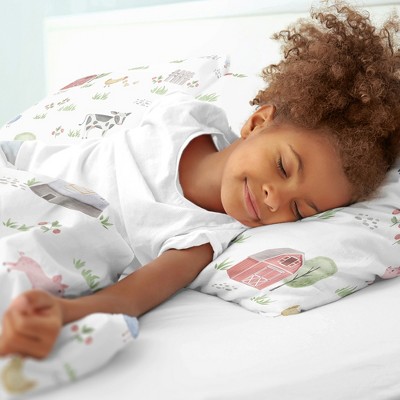 Gray Farm Animals Twin Microfiber Bedding Set