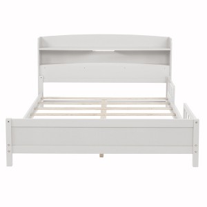 YOOCOZZ Full Pine Wood Bed with Bookcase Headboard and LED Motion Sensor Light - 1 of 4