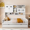 Full Size Wooden Daybed with Twin Size Trundle, All-in-One Cabinet and Shelf - 2 of 4