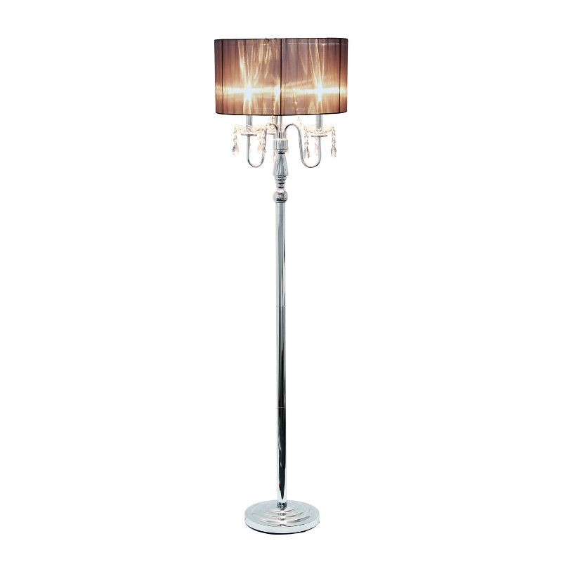 Trendy Romantic Sheer Shade Floor Lamp with Hanging Crystals  - Elegant Designs, 2 of 8