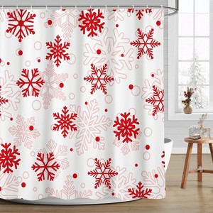 Winter Christmas Shower Curtains for Bathroom Red Snowflake Shower Curtain Winter Xmas New Year Holiday Bathroom Decor 70.8x70.8 Inch - 1 of 1
